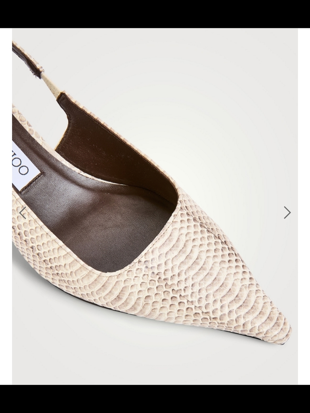 Jimmy Choo Cream Snakeskin-Textured Pointed Slingback Flats